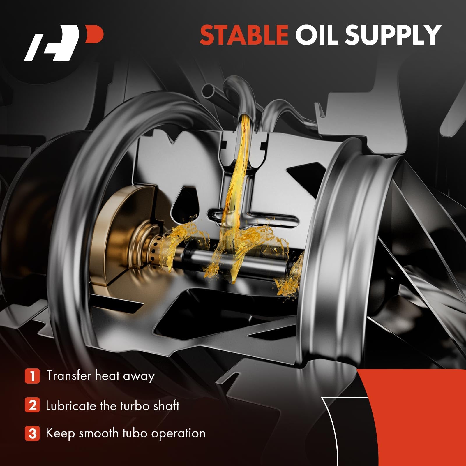 A-Premium turbo oil feed line bracket secures the tube for steady engine airflow.