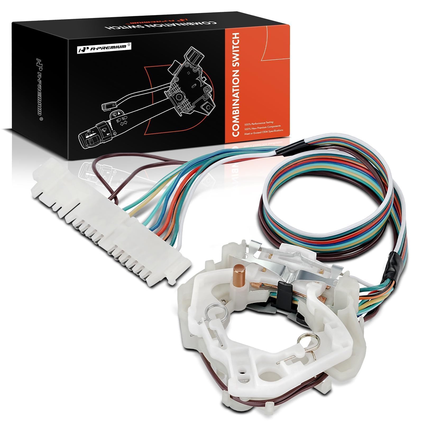 A-Premium turn signal switch assembly on Chevrolet steering column for reliable signaling.
