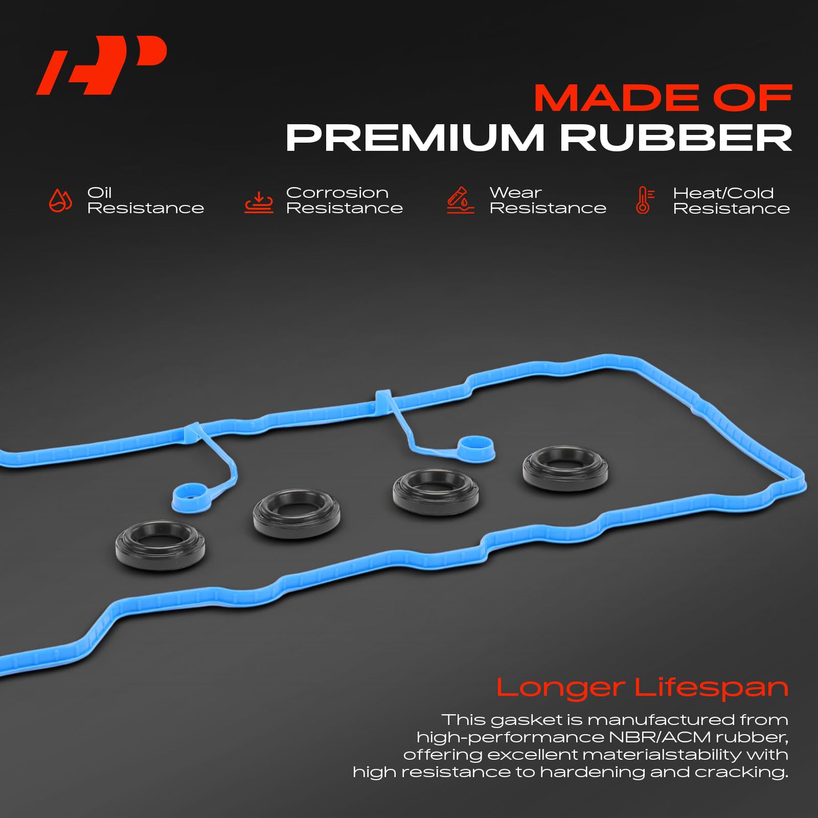 Close-up of A-Premium OEM-fit valve cover gasket for Elantra.