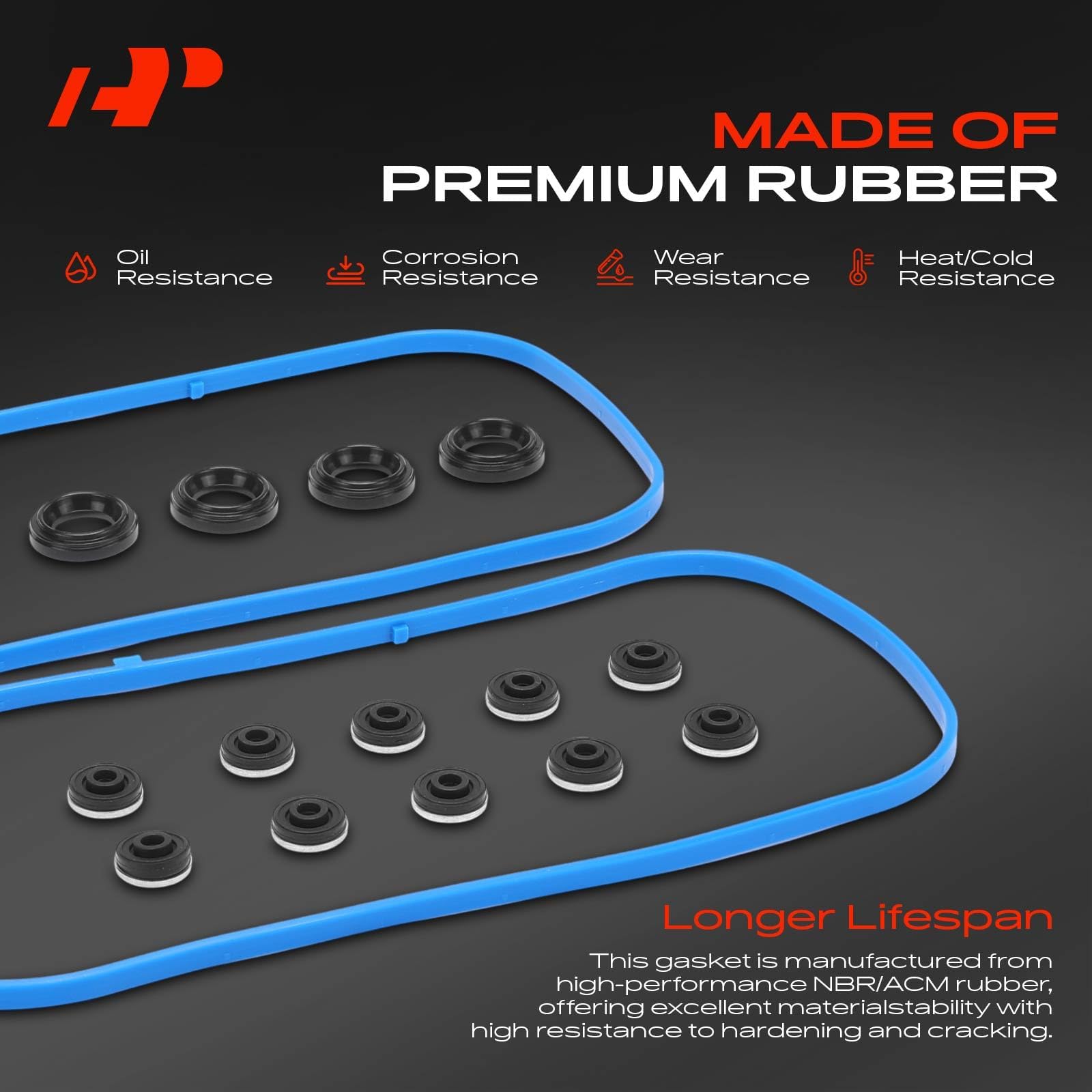 A-Premium valve cover gasket set label close-up with OEM details