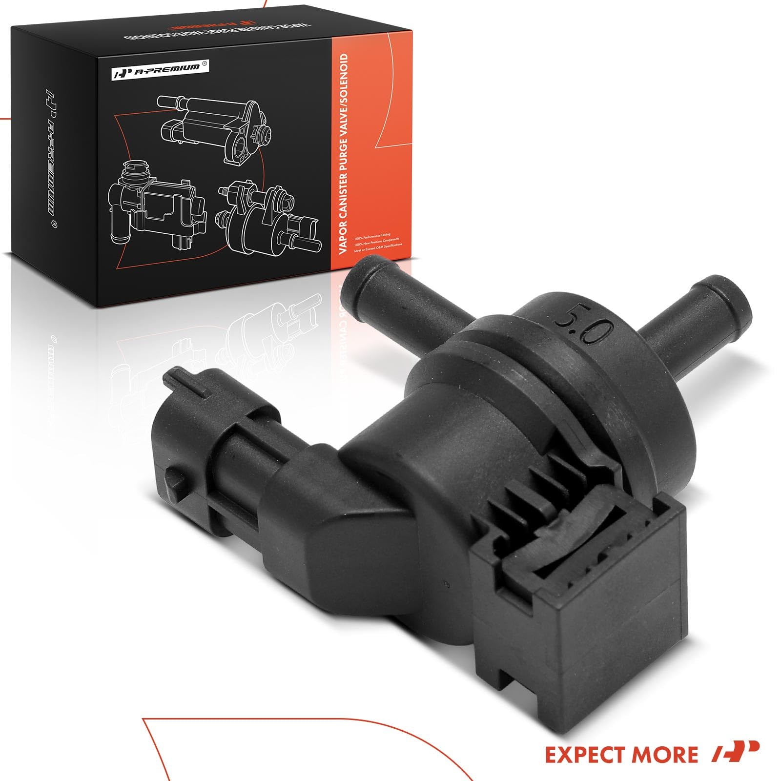 Ready-to-install A-Premium vapor purge valve awaiting installation in vehicle bay.