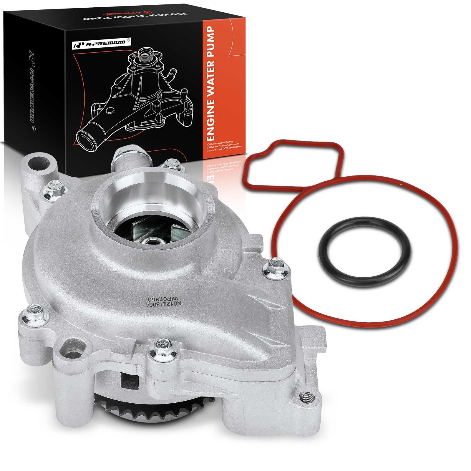 A-Premium water pump seal and O-ring closeup for reliable sealing.