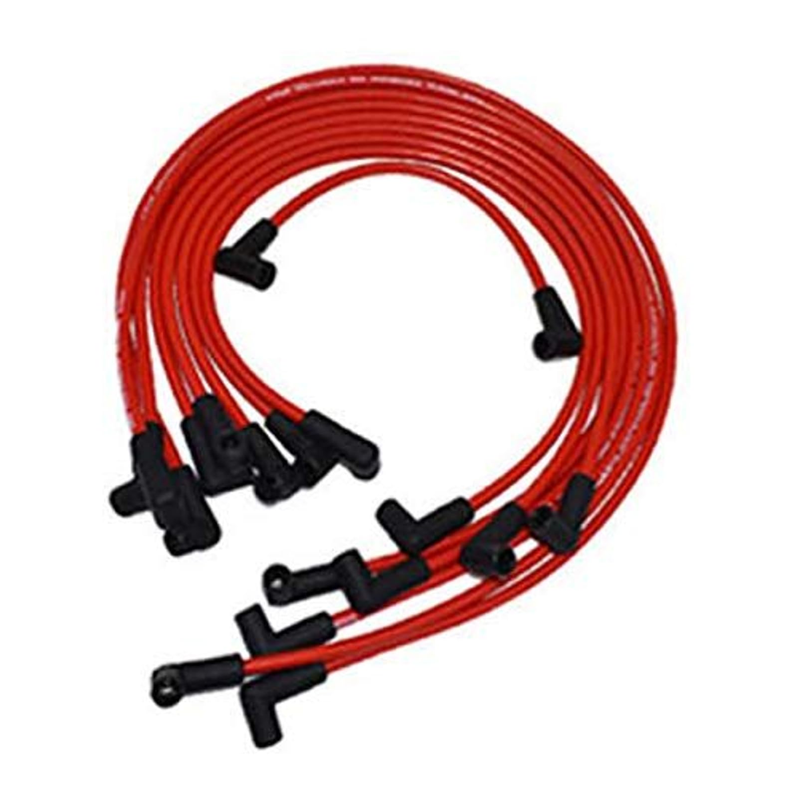 A-Team Performance 8mm red silicone spark plug wires with heat-resistant jacket for durability.