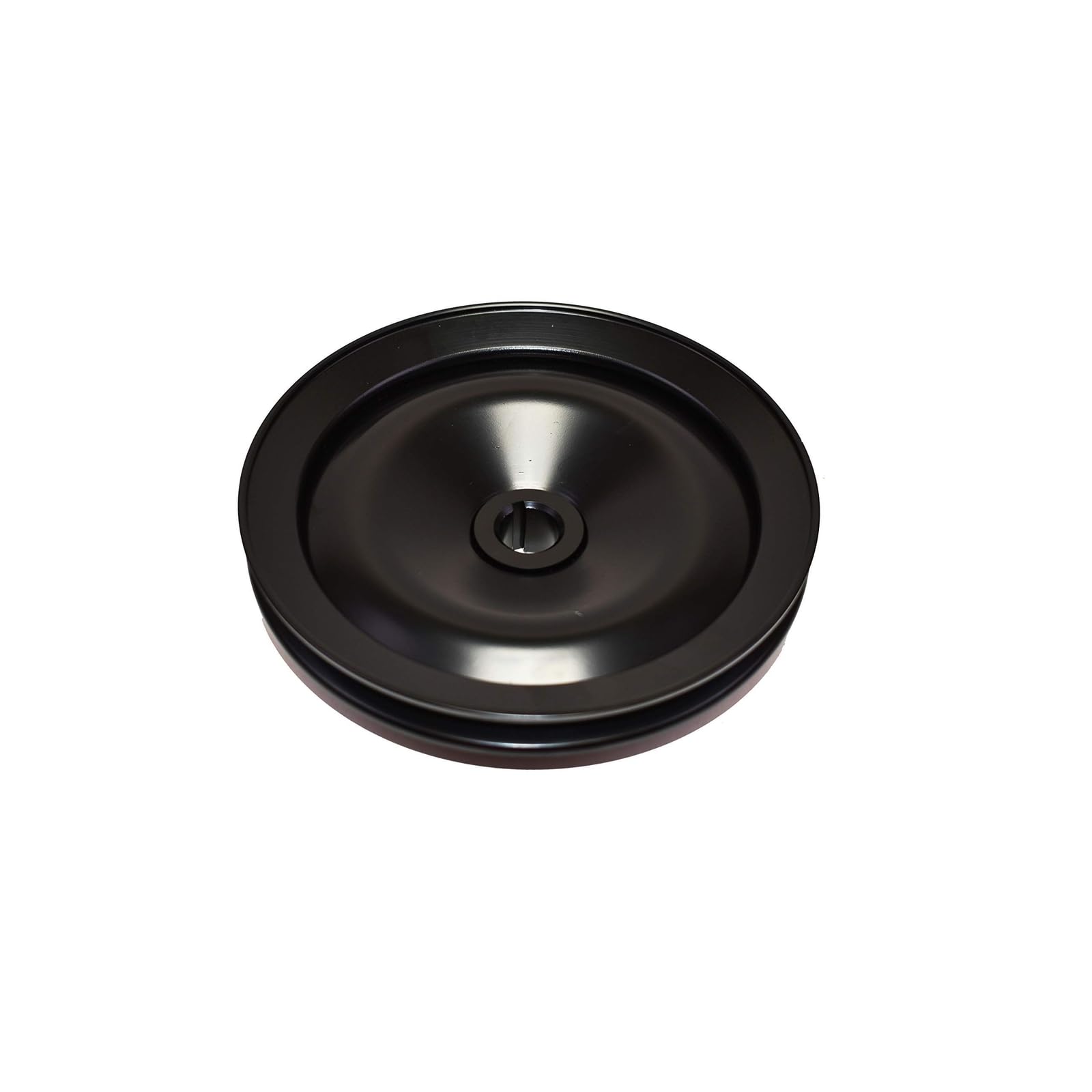 A-Team Performance steel keyway pulley back view, robust design for classic power steering.