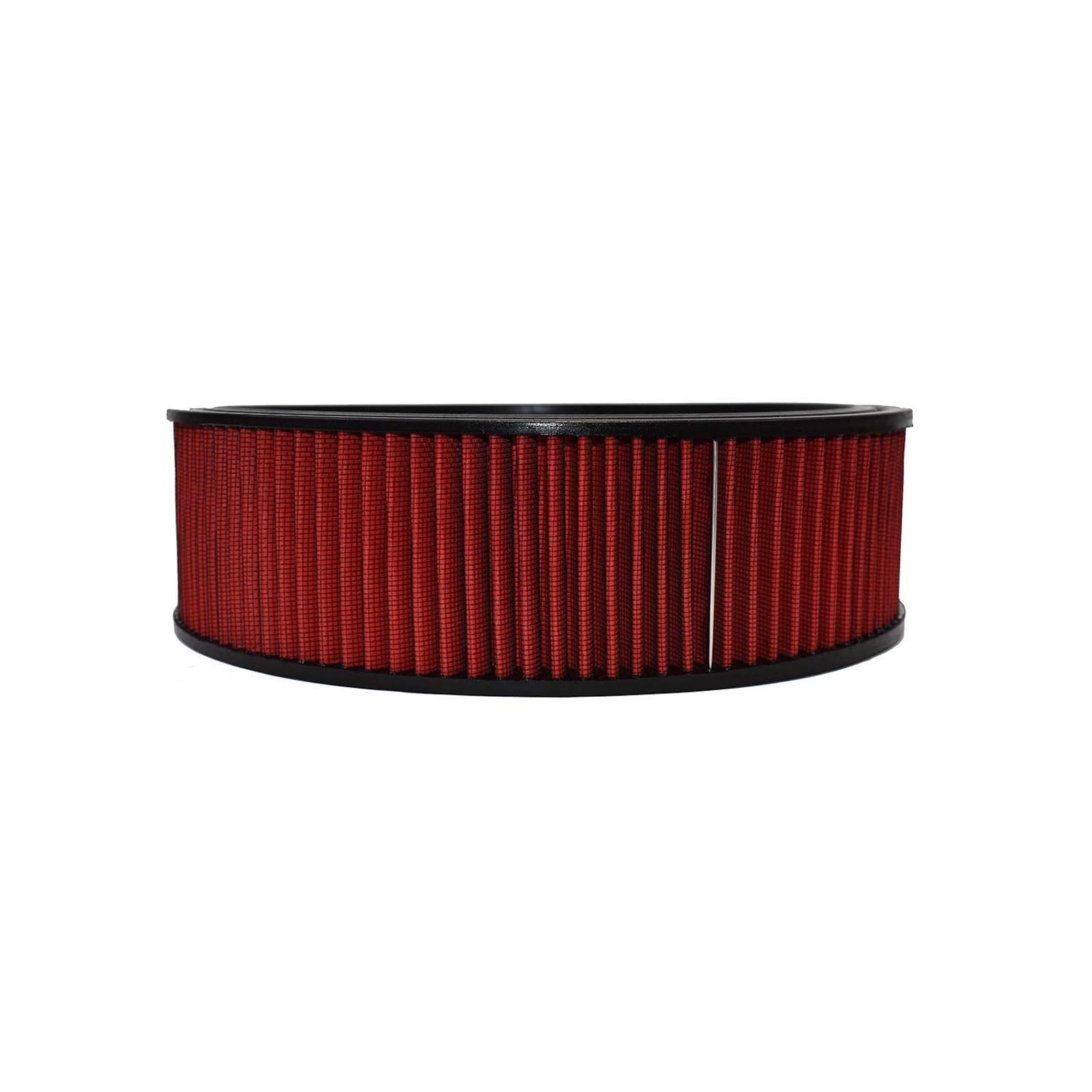 Close up of washable red cotton fiber media in the A-Team filter