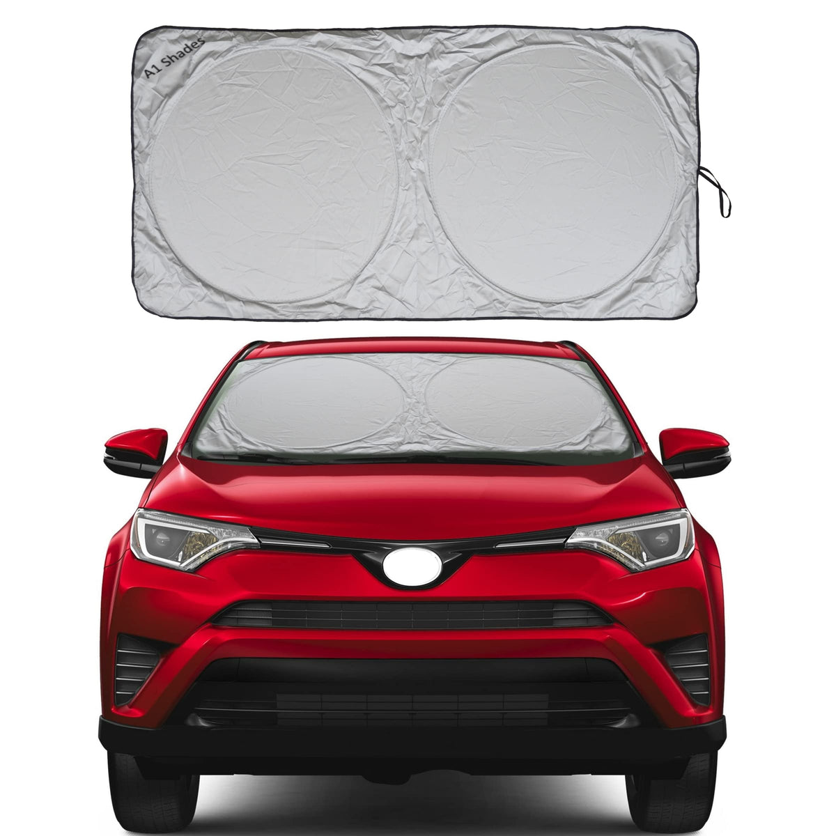 A1 Shades car windshield sun shade with storage pouch for easy storage and quick setup