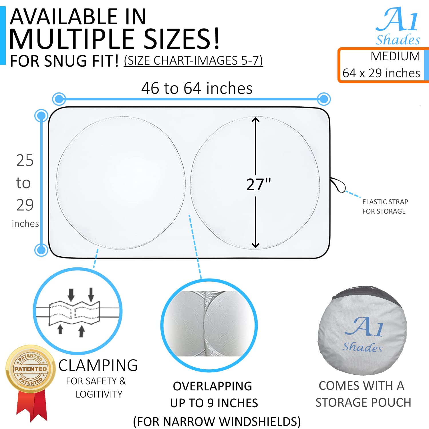 A1 Shades retractable front window shade provides effortless coverage during hot commutes