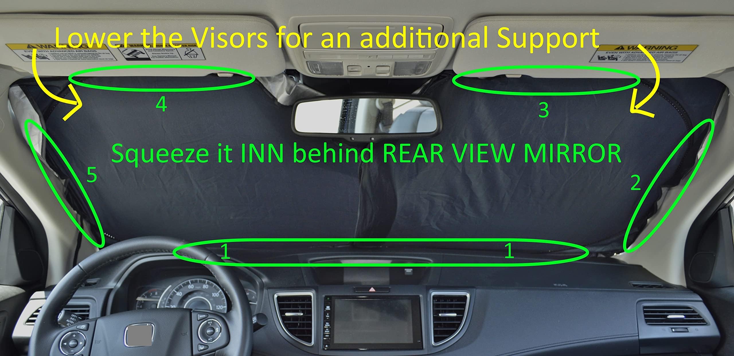 A1 Shades Sunshade provides comprehensive car window coverage for XL windshields.