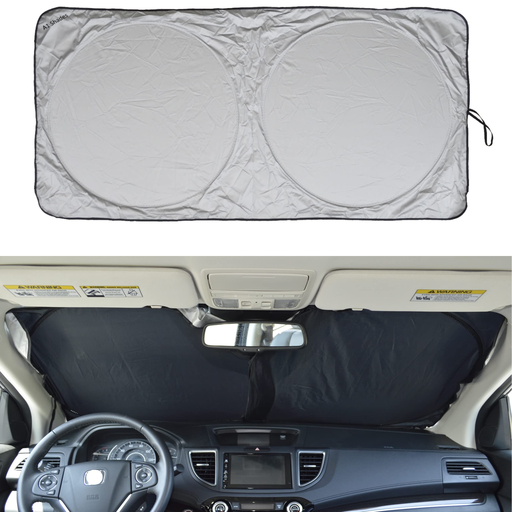 A1 Shades windshield sunshade foldable front window blocks heat for a cooler car interior