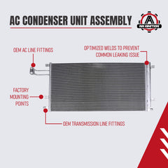 AA Ignition A/C condenser core design close-up highlights heat dissipation capability.