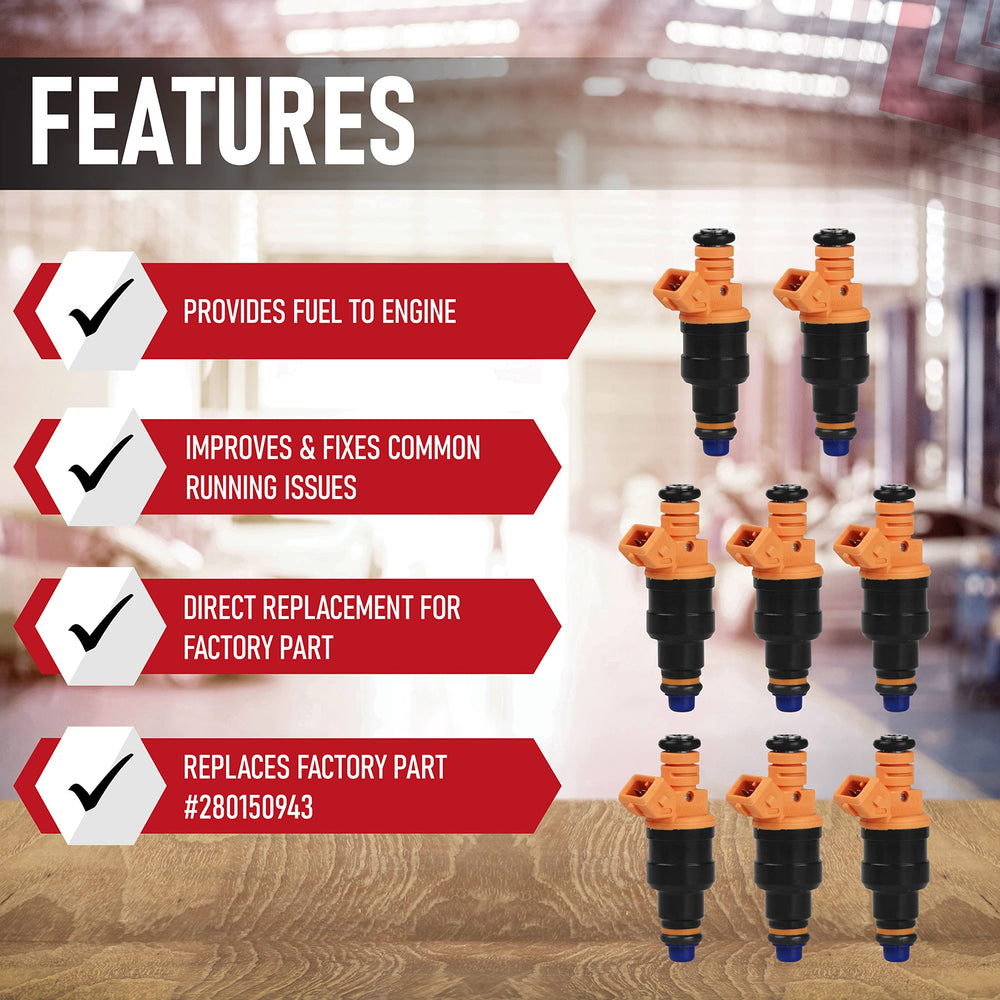 AA Ignition 8-pack fuel injectors – side view, supports reliable performance.