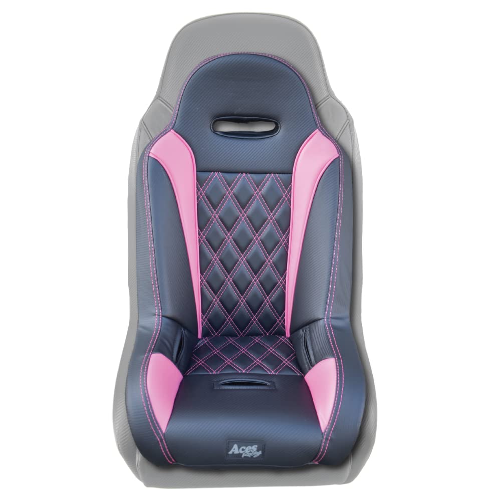 AAAA Aces Racing UTV junior seat pink front view for kid comfort on rough trails.