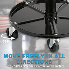 A A IN LT2A 360-degree swivel casters for easy maneuverability around a workbench.
