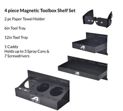 A A IN Magnetic toolbox trays side-mount 12in wide for larger tool organization on metal surfaces.