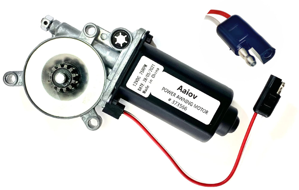 Aaiov 373566 motor connector detail showing compatibility with Solera awnings.