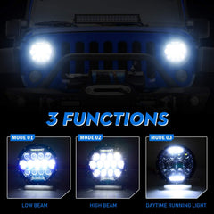 AAIWA 7‑inch headlight with DRL feature showing daytime running light capability
