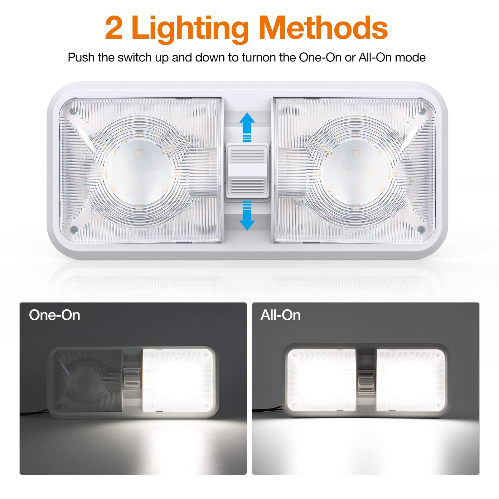 Aaleds 12V dome light with switch offers flexible camping illumination.