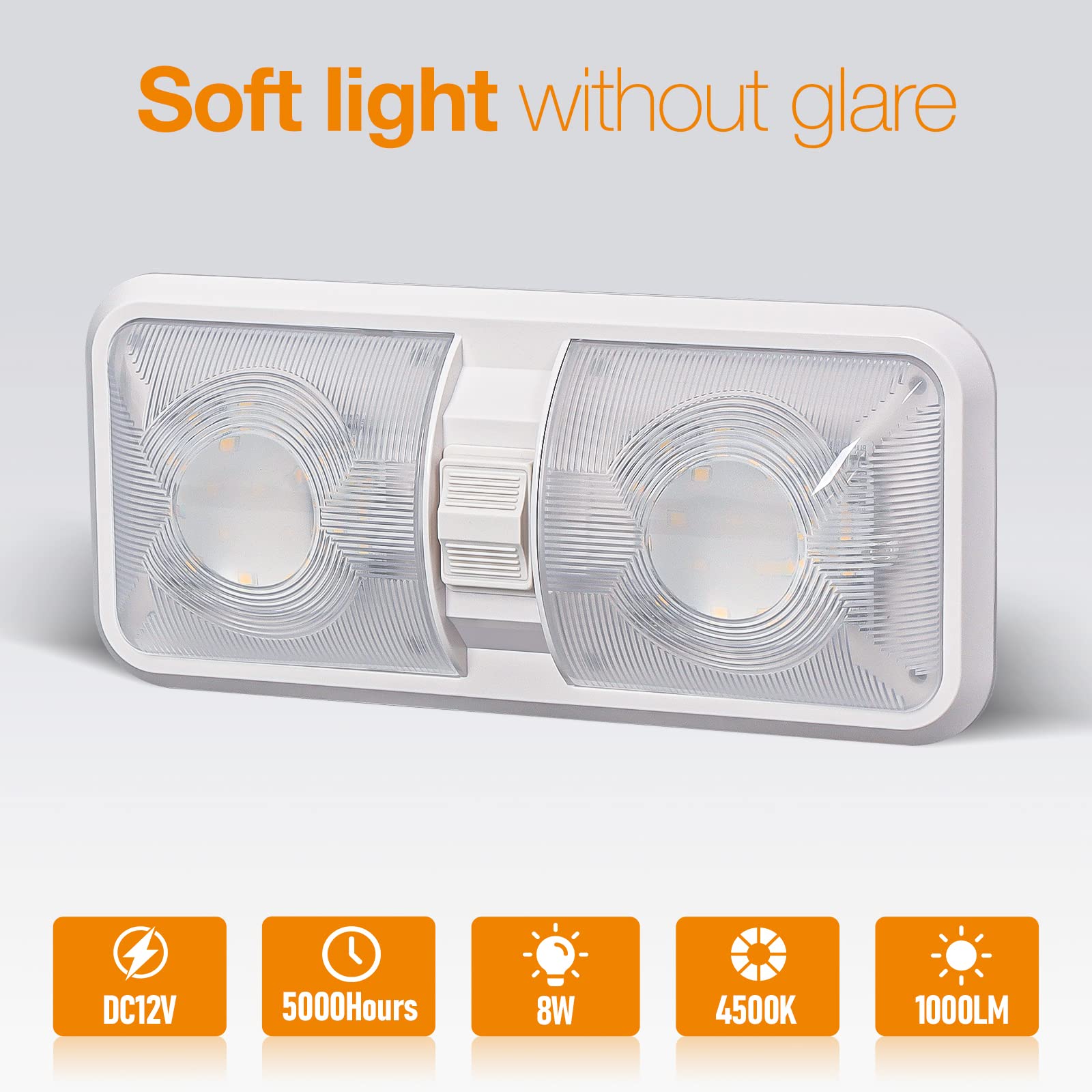 Aaleds RV ceiling light with two-mode operation for flexible setup