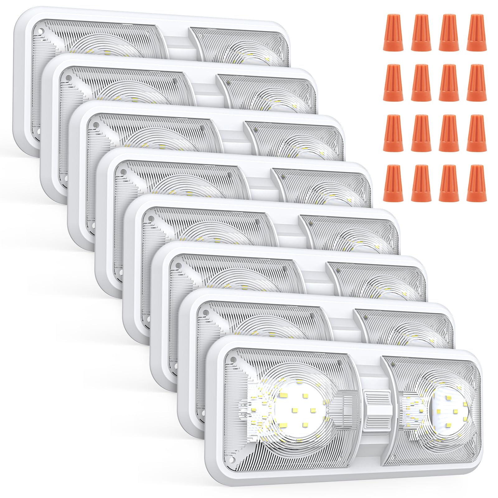 Aaleds RV interior lights eight-pack delivering natural white brightness.