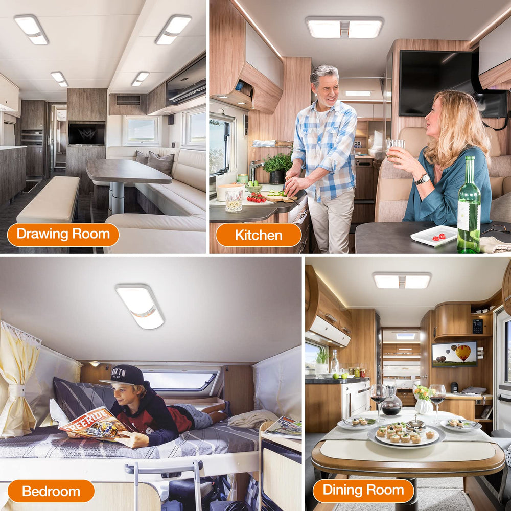 Close up of Aaleds natural white RV dome light glow