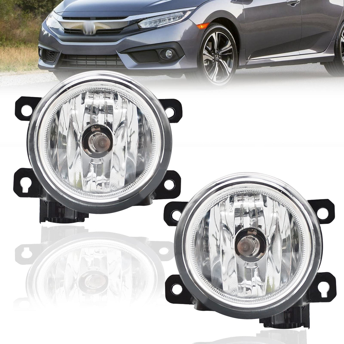 AANAN Civic fog light front left with clear lens enhances night visibility and safety