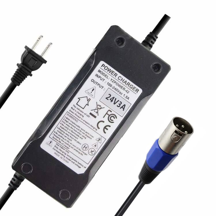 Abakoo 24V 3A charger front view for easy identification and use