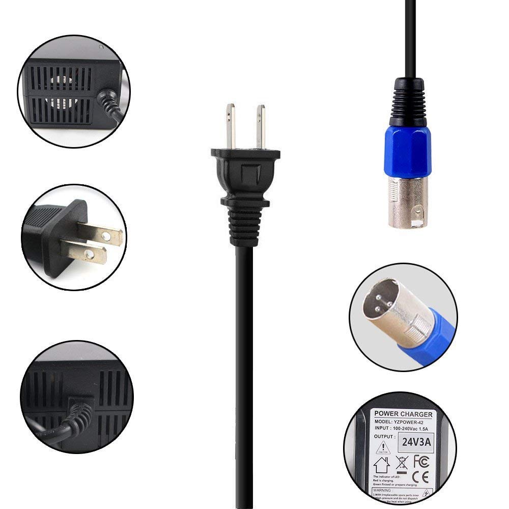 Abakoo 24V charger with power cord included for ready use