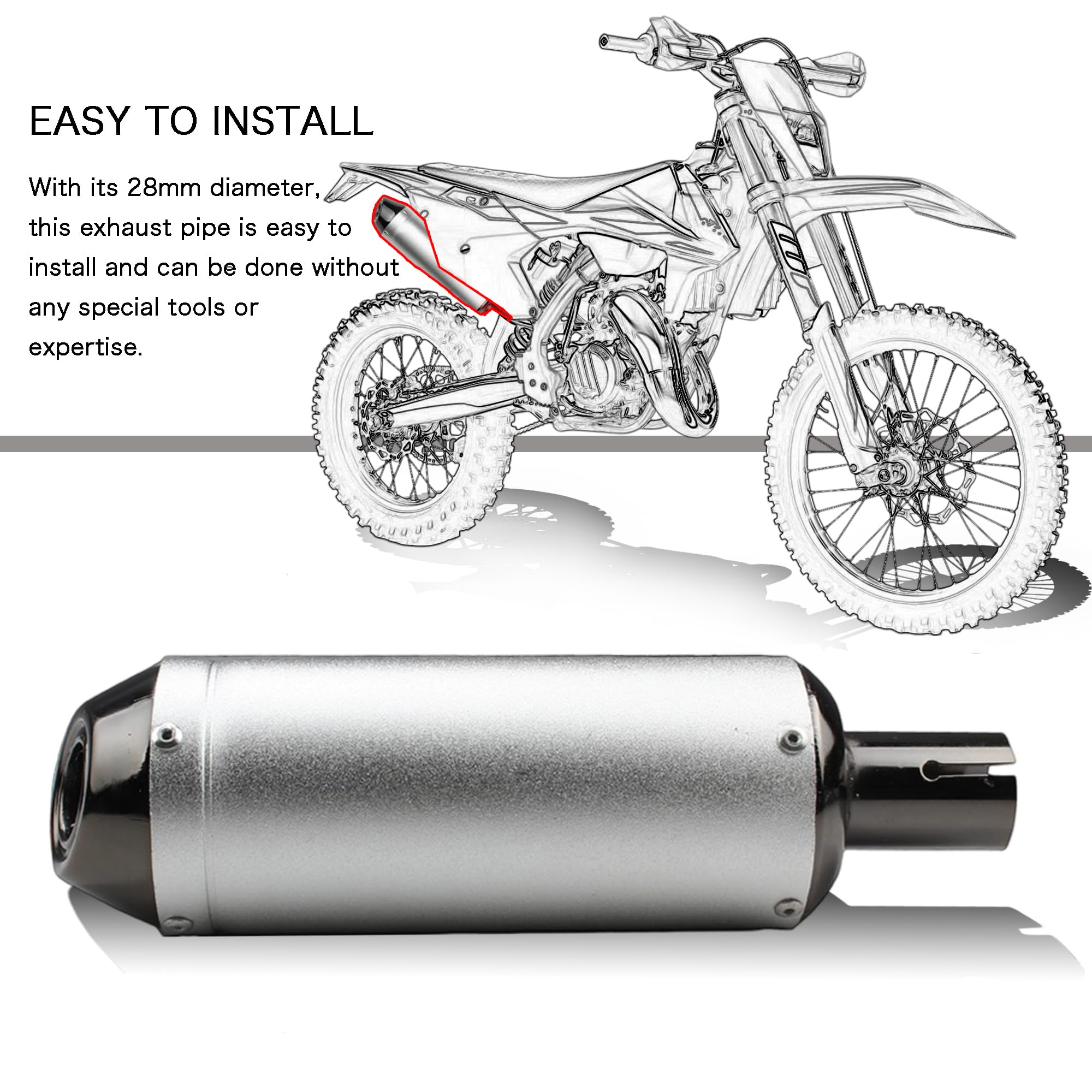 ABCERRSI compact exhaust pipe in sleek metallic finish ready to install