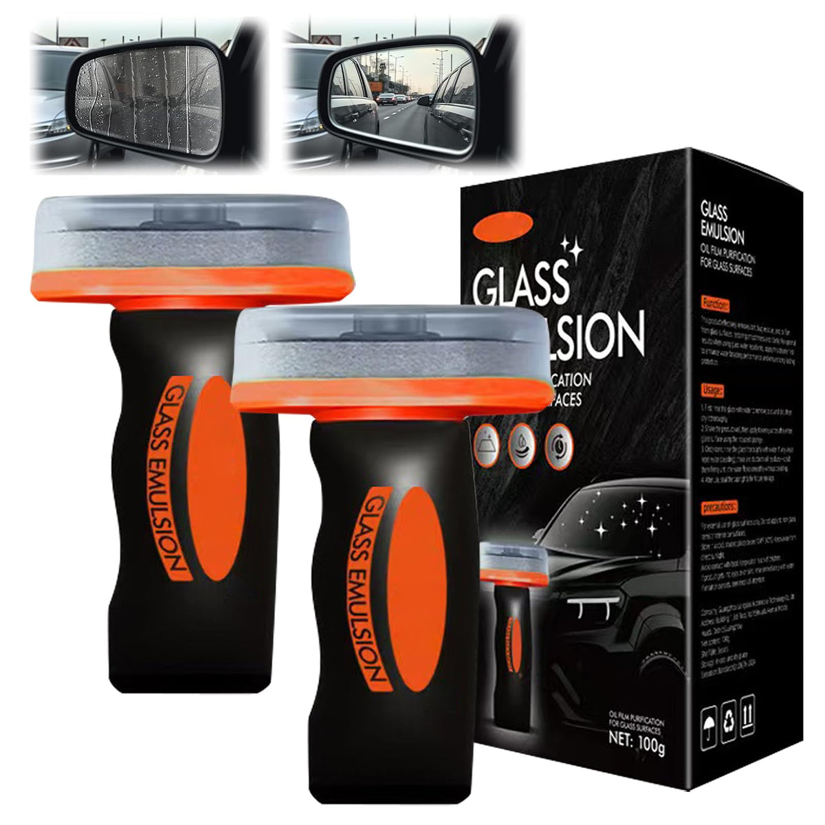 Abeillonecta glass emulsion cleaner brush kit removing tough stains from car windshields