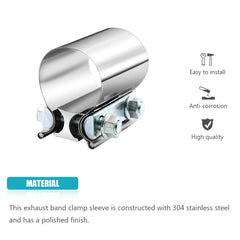 ABIGAIL clamp installed on 2.25-inch exhaust pipe for secure seal