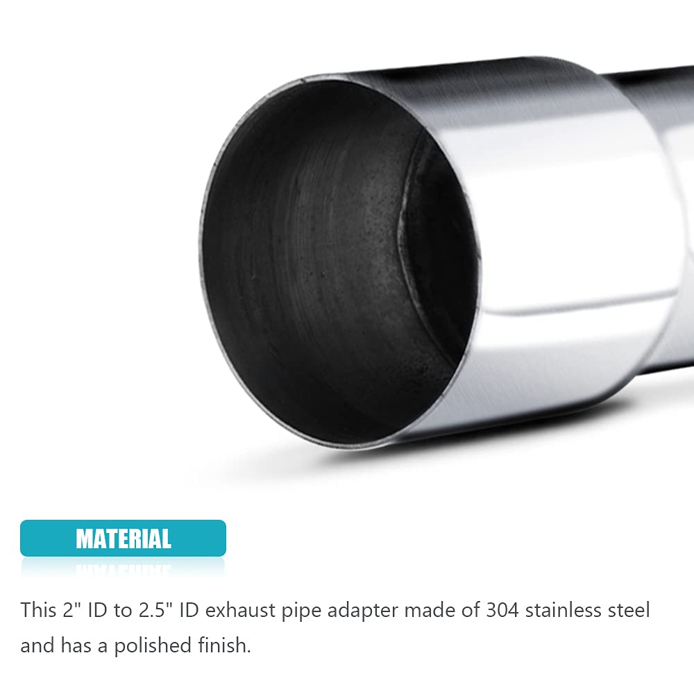 ABIGAIL 2in ID to 2.5in ID adapter installed on compatible pipes for a smooth transition.