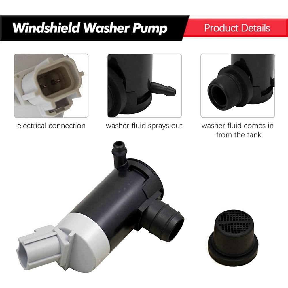 Abigail windshield washer pump compatibility label shows WG-318 and OEM-fit reference.