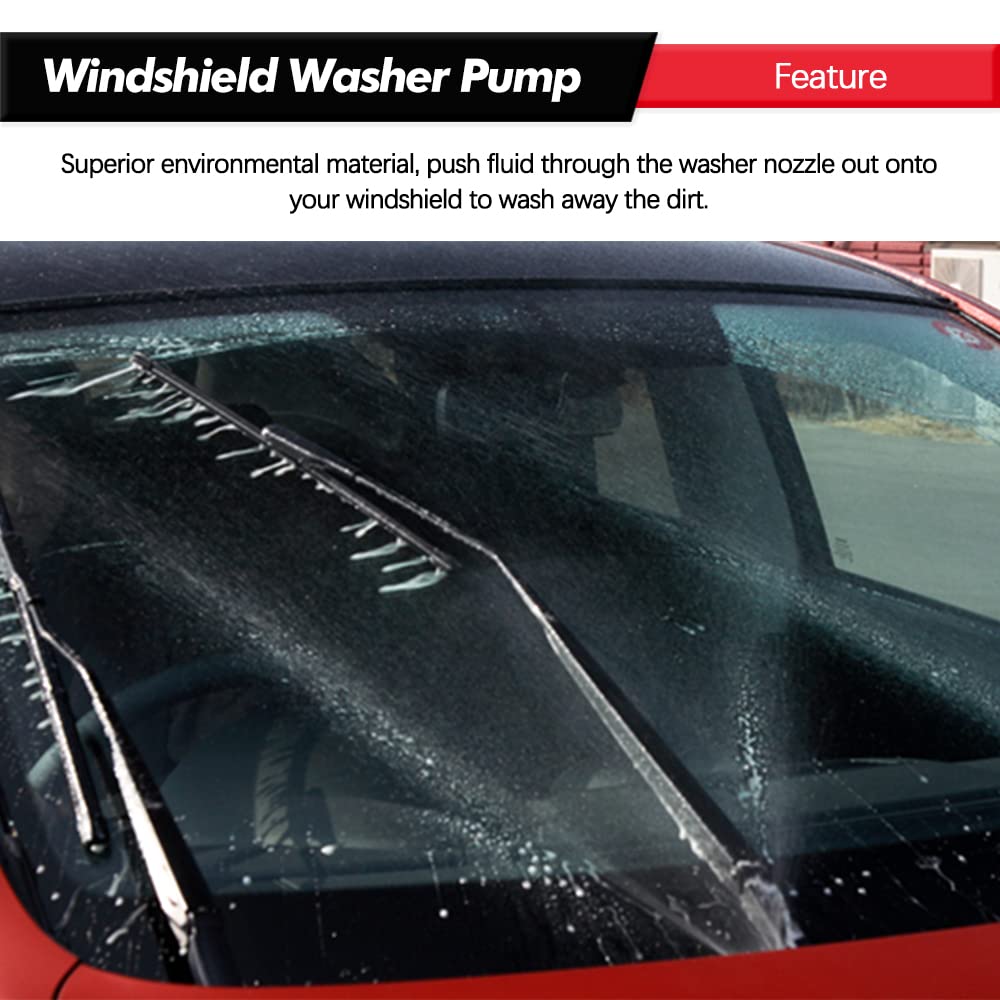 Abigail windshield washer pump installed on vehicle in action for clear visibility.