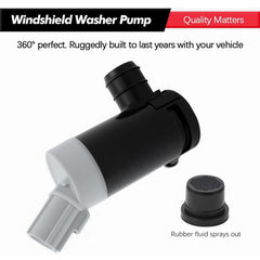 Abigail windshield washer pump side view demonstrates compact design for easy installation.