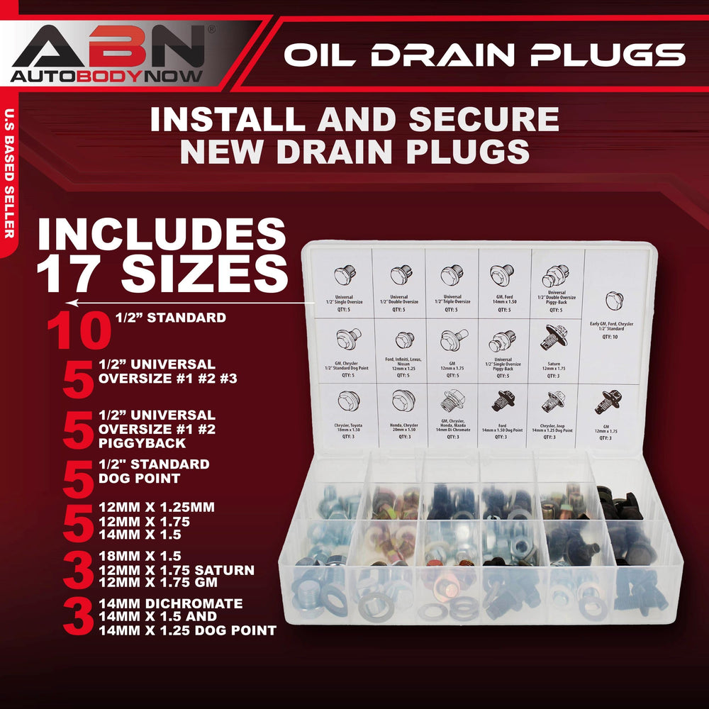 ABN drain plug sizes chart highlighting broad compatibility