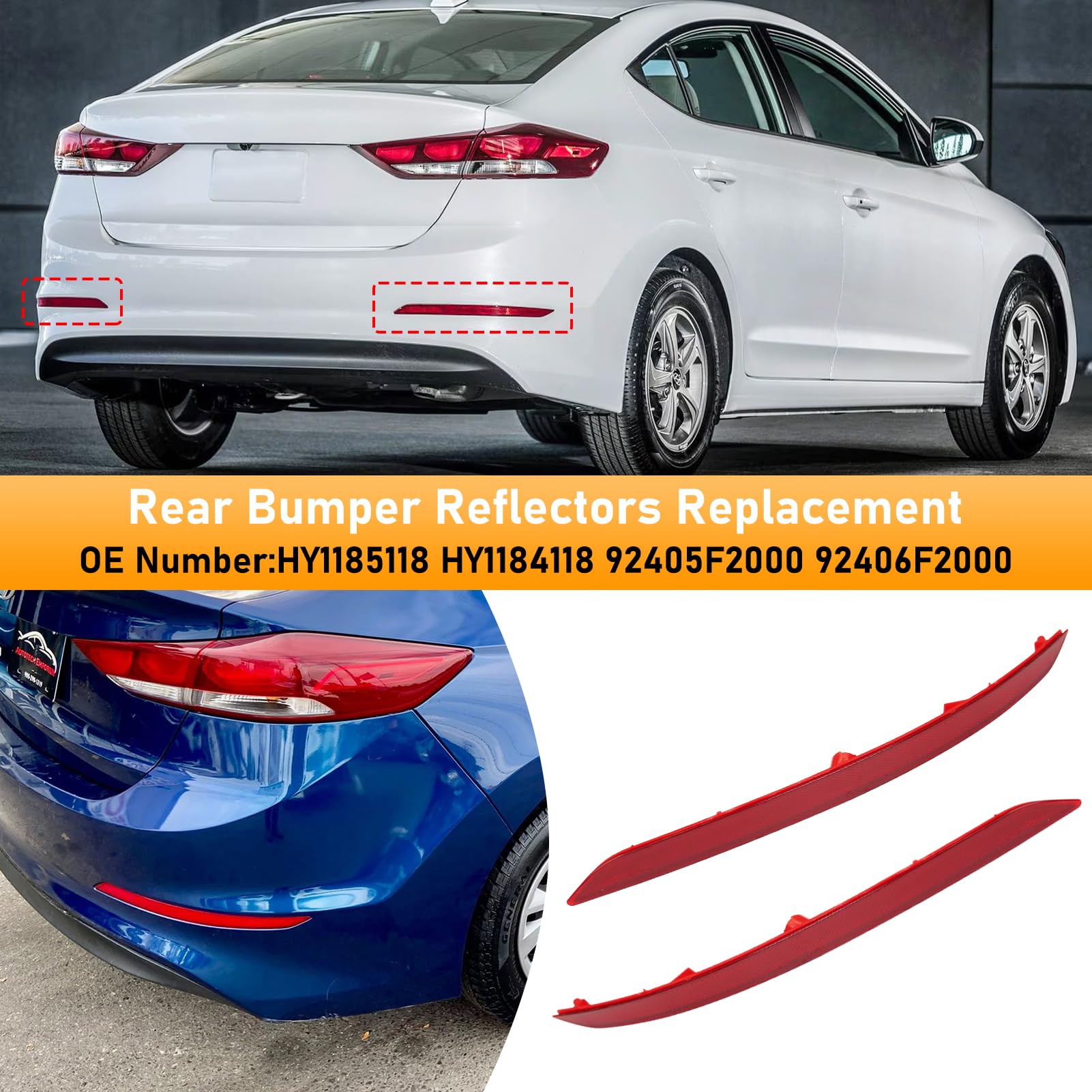 Abodvu Elantra rear reflector red marker detail, durable ABS housing