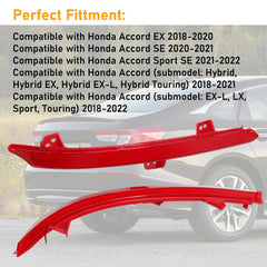 Abodvu right rear bumper reflector improves rear visibility for 2018-2024 Accord
