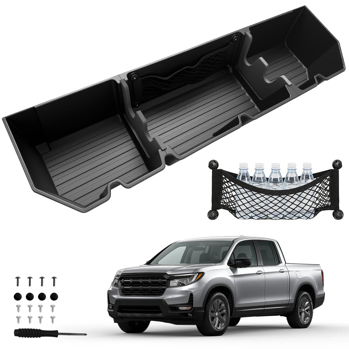 Abystar Ridgeline under-seat storage box neatly fits under the rear seat for tidy gear.