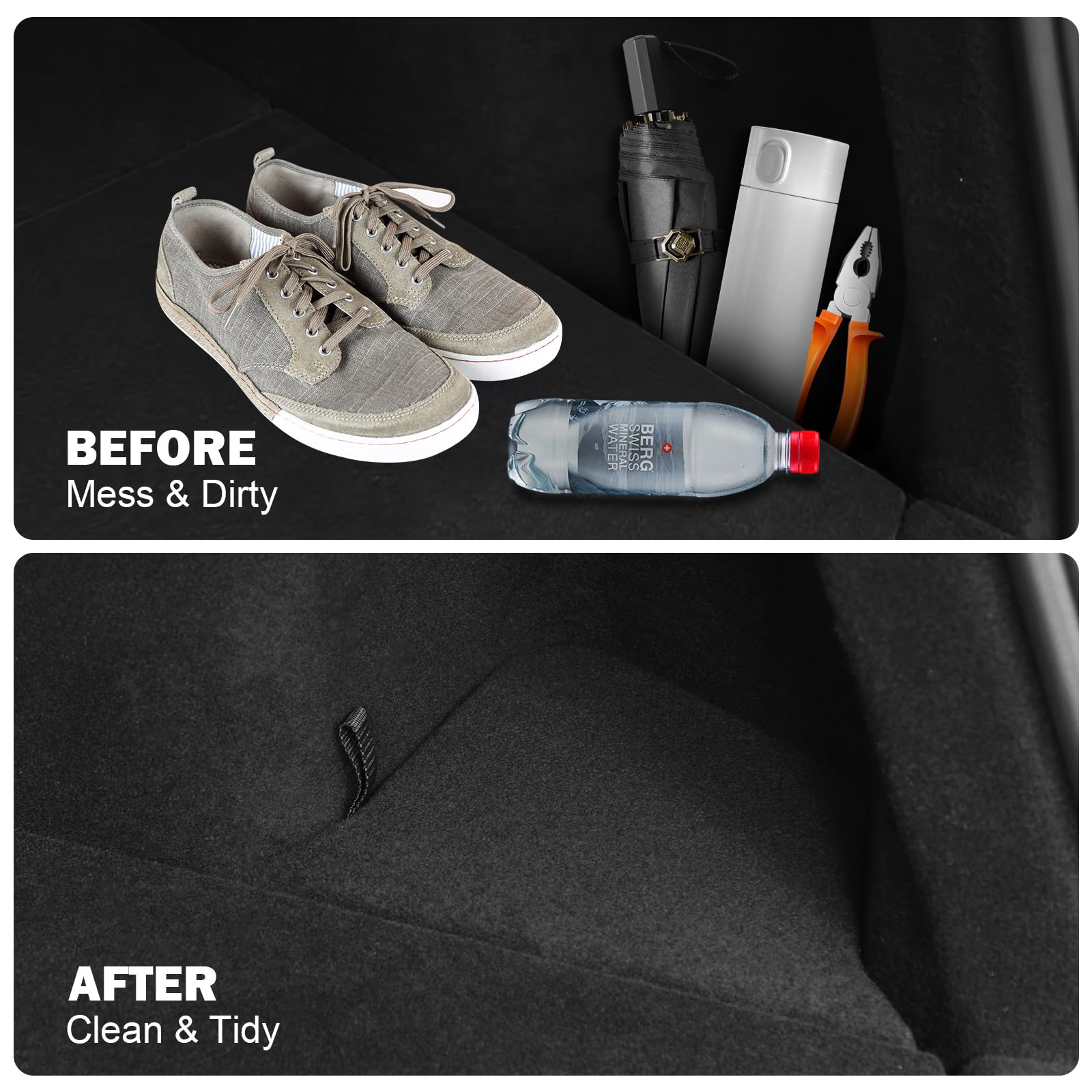 Abystar trunk storage bin durable TPE material resists water and wear.