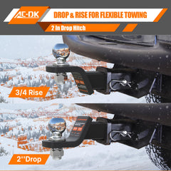 AC-DK black powder-coated mount designed for rugged towing durability.