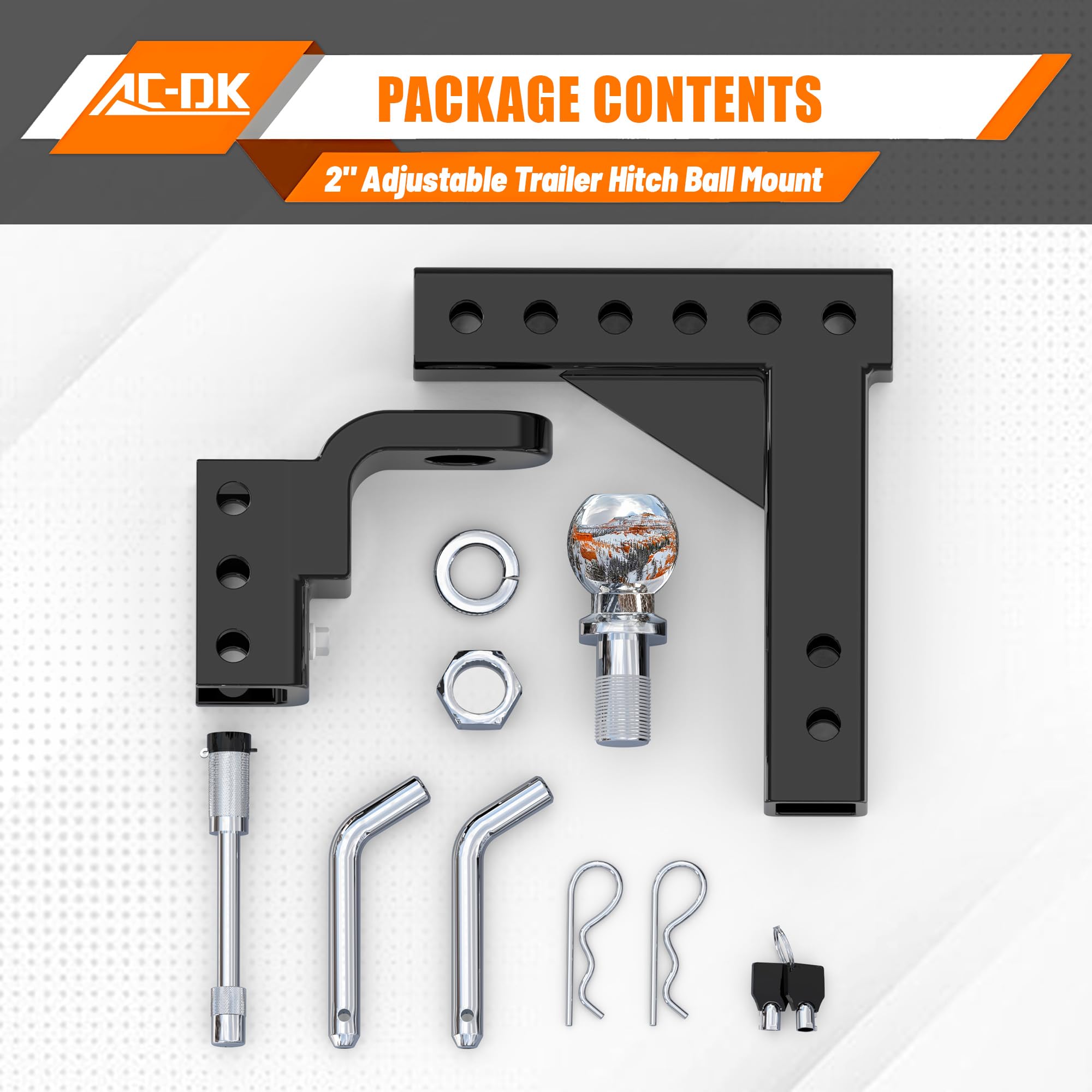 AC-DK packaging highlights included pins, clips, and a 5/8 inch pin lock.