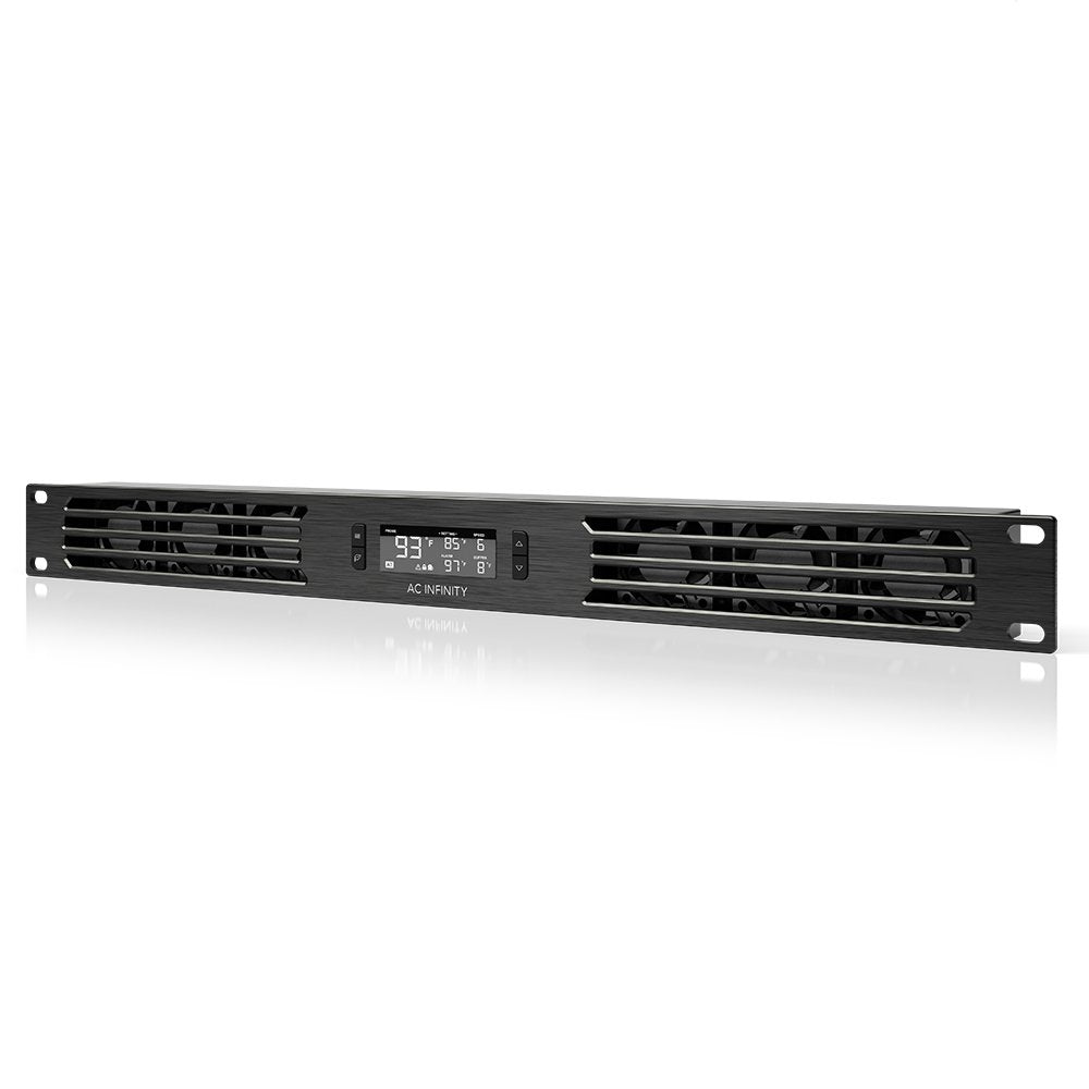 AC Infinity CLOUDPLATE T1 front view shows compact 1U rack design for clean installs.