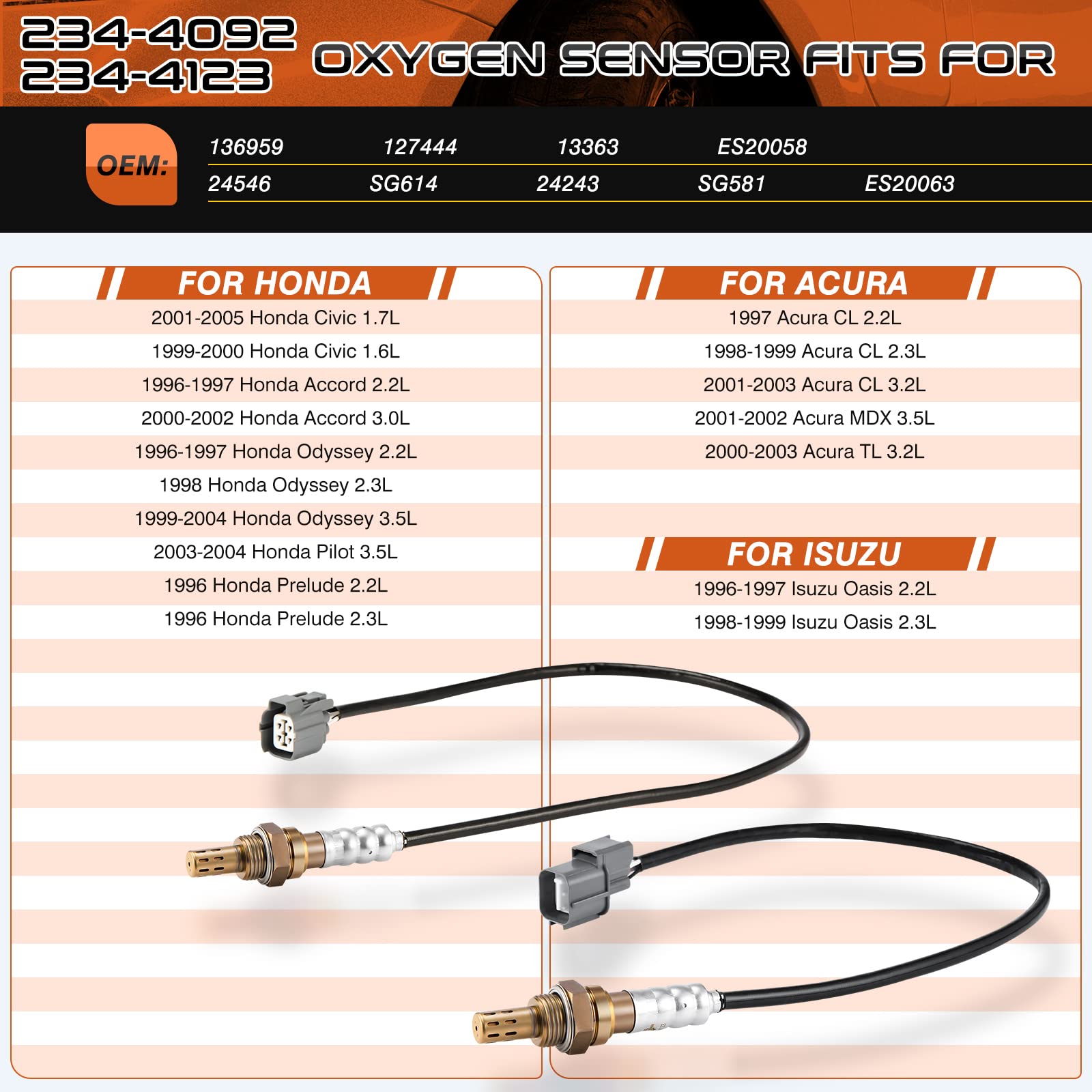 ACAUTO rear oxygen sensor for Civic 2001-2005 ensuring reliable downstream monitoring.