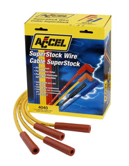 ACCEL 4040 spark plug wire set with 8mm yellow boots for reliable street performance.