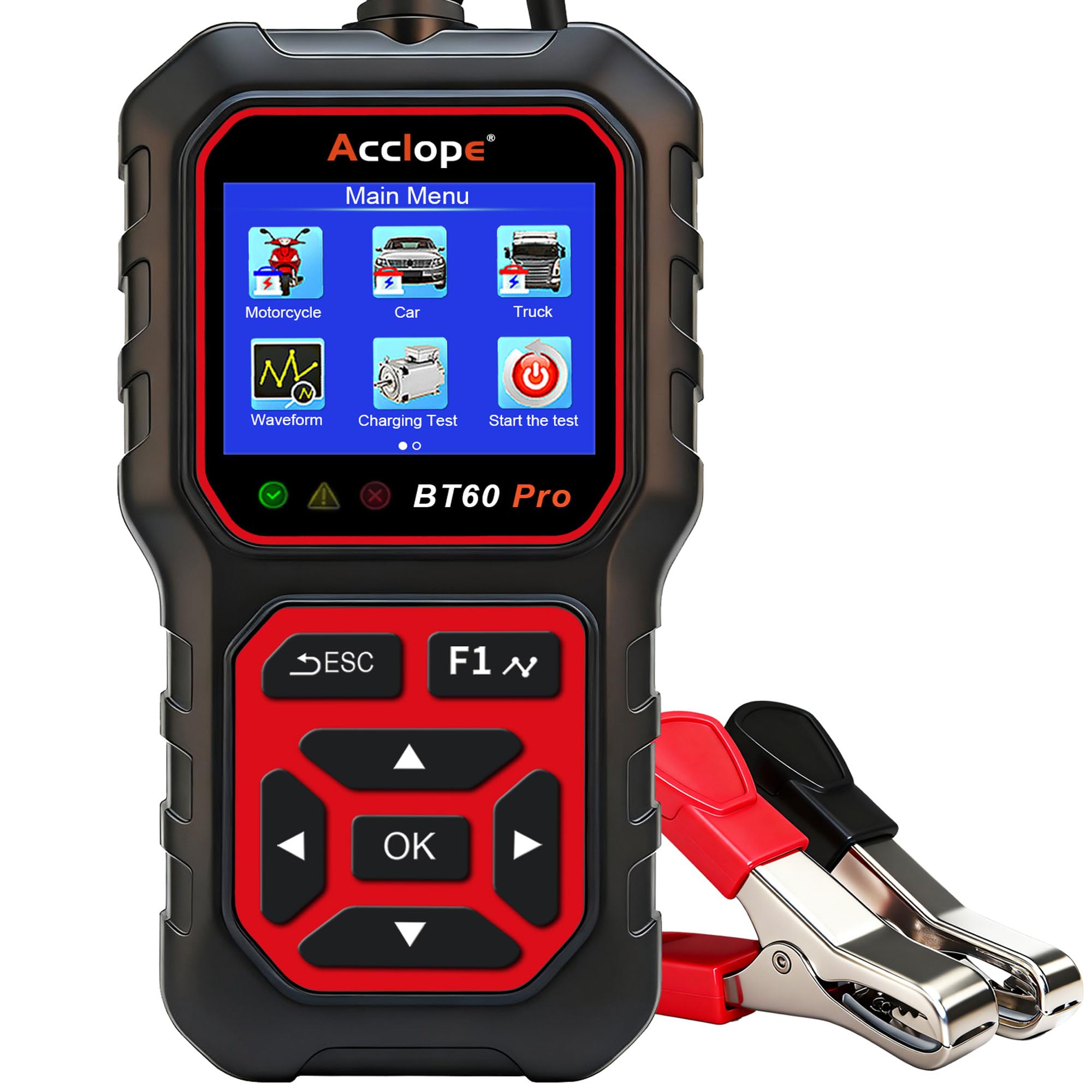 Acclope BT60 PRO display reading shows quick battery health.