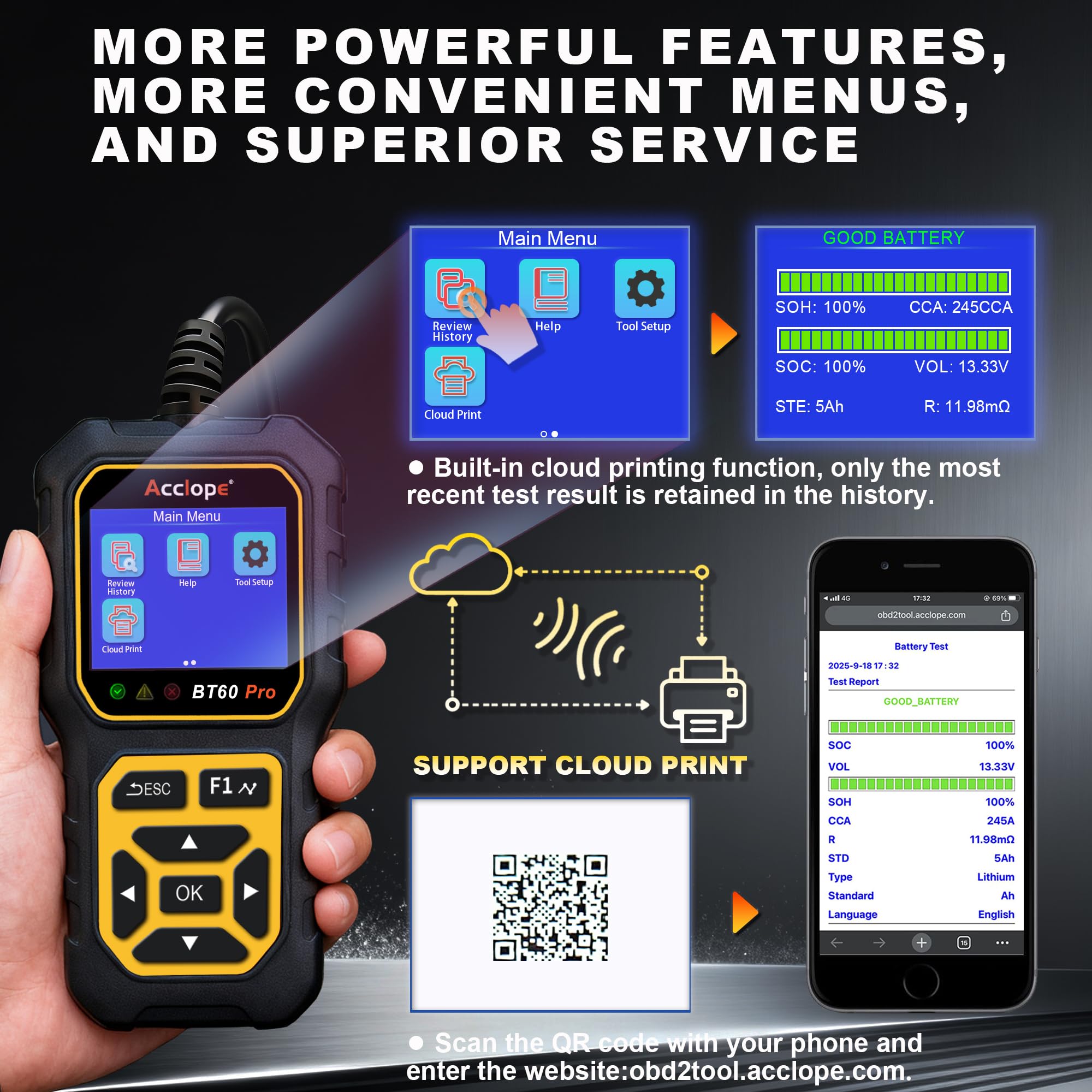Acclope BT60 PRO in-use in the engine bay capturing real time data
