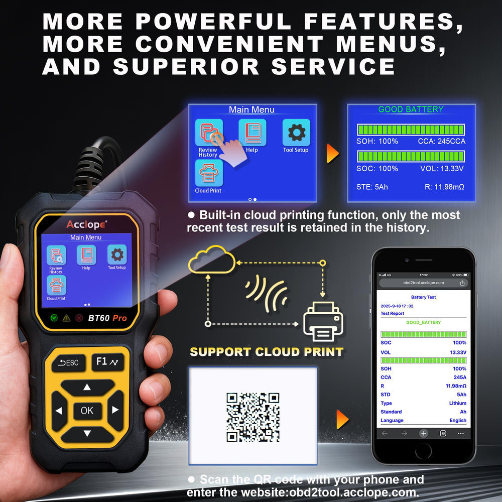 Acclope BT60 PRO in-use in the engine bay capturing real time data