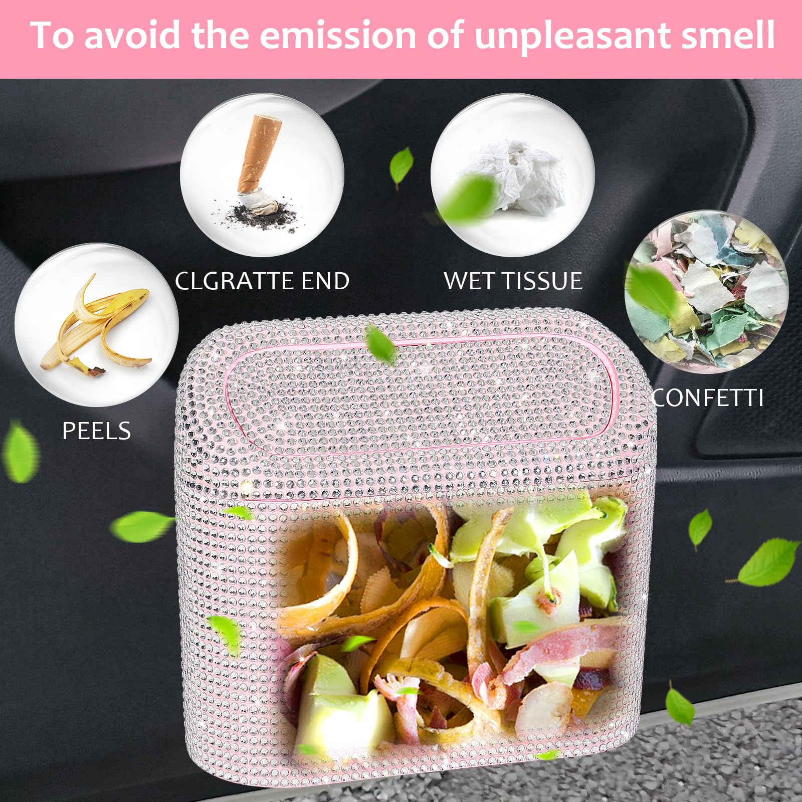 Accmor Bling car trash bags roll included simplifies post-trip cleanup.