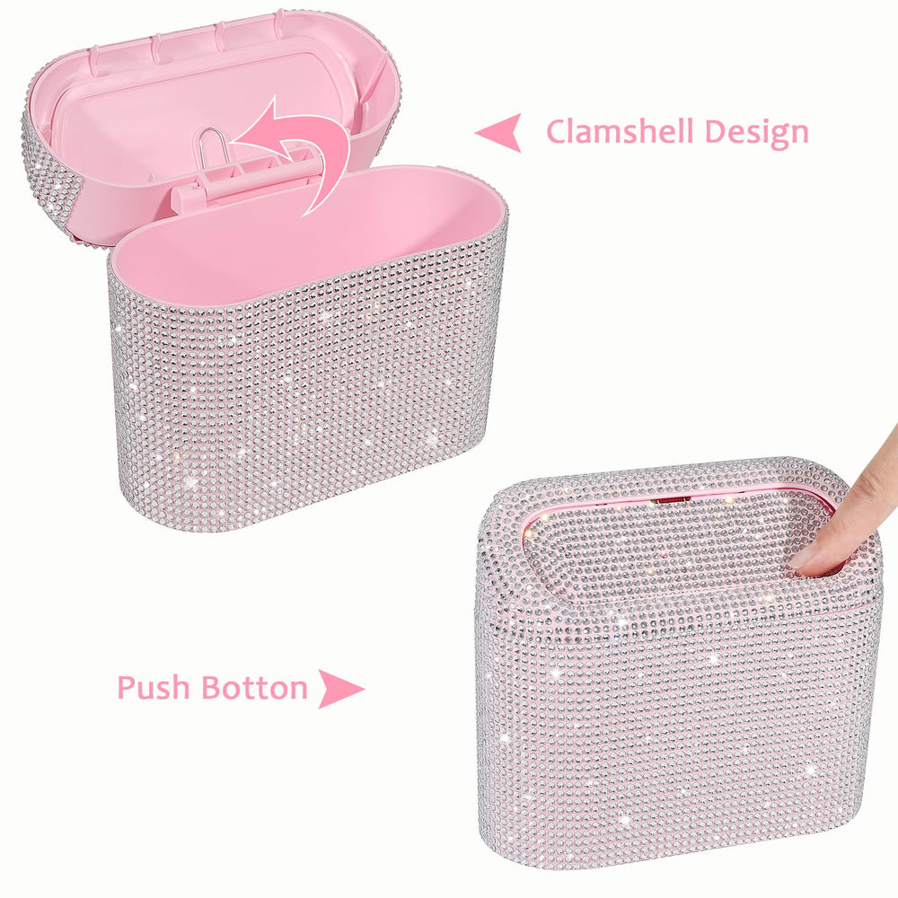 Accmor Bling car trash can compact size demonstrates space-saving fit for tight dashboards.