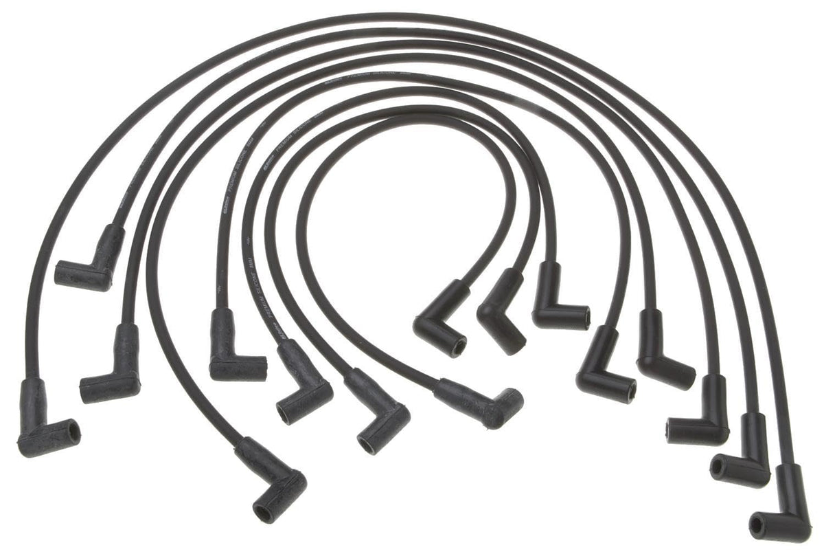 ACDelco 9608U spark plug wire set closeup highlighting durable high-temperature silicone insulation.